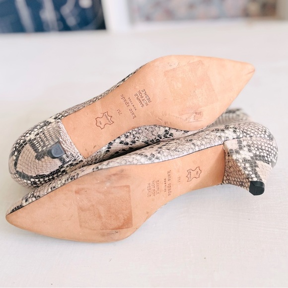 [kate spade] Raelyn Pale Vellum Snake Print Leather Kitten Heel Ankle Boot - Picture 12 of 12